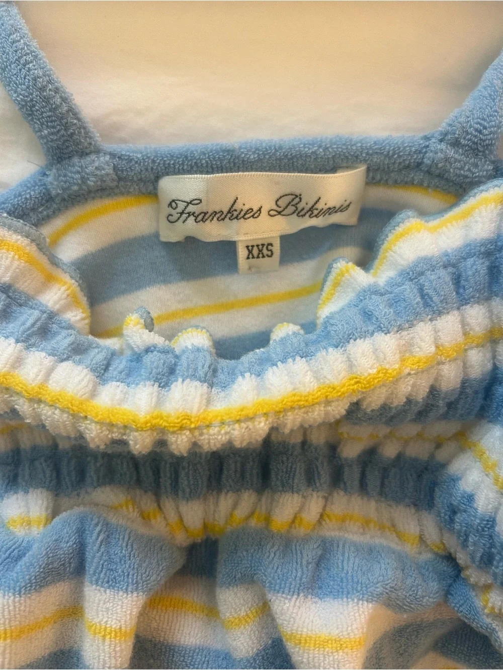 Frankie’s Bikini Light Blue & Yellow Striped Women’s Swim Cover-Up